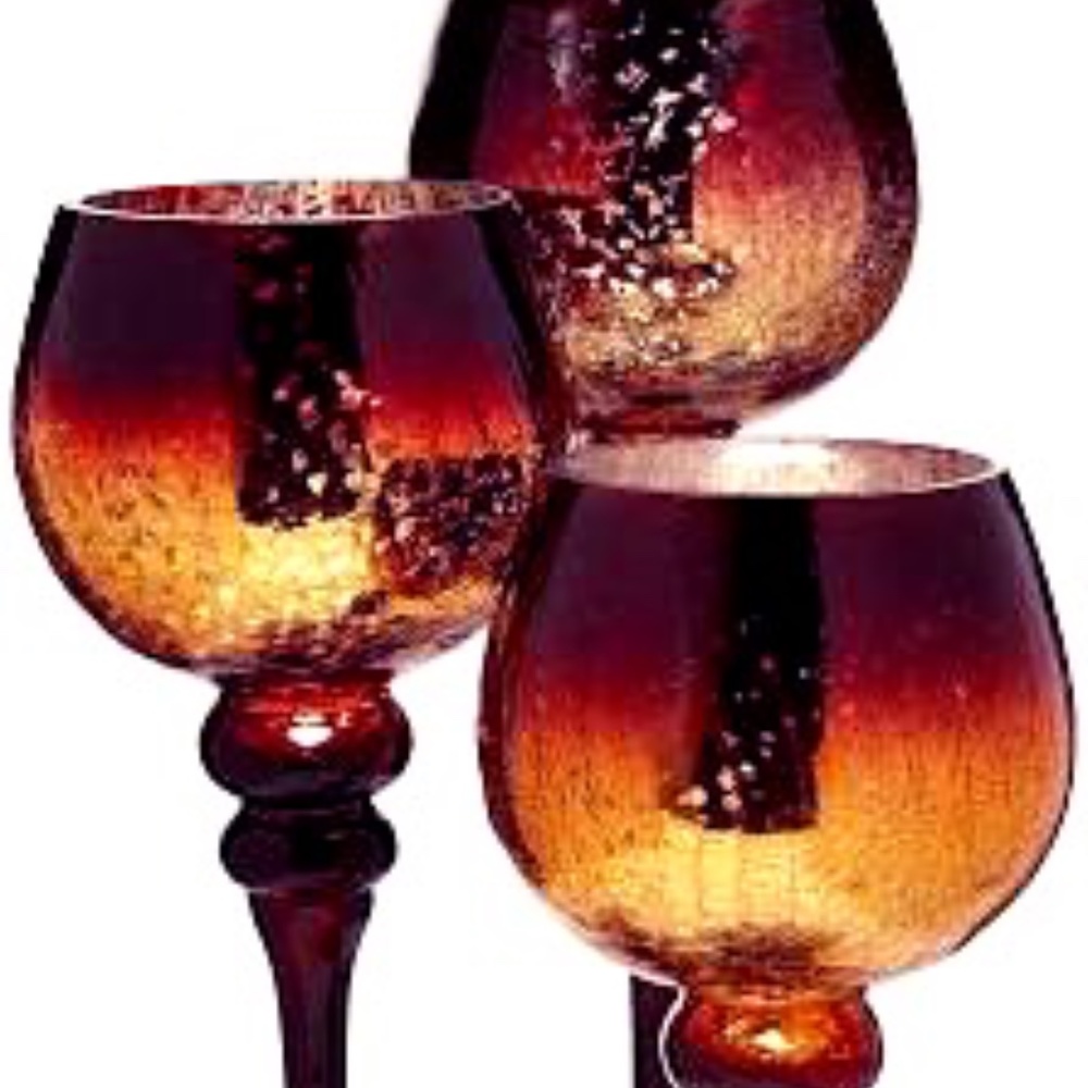 Chocolate Mercury Glass Candle Holder Trio